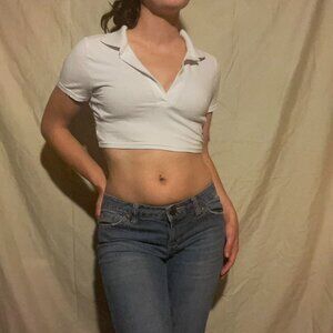 Women's White Crop-top